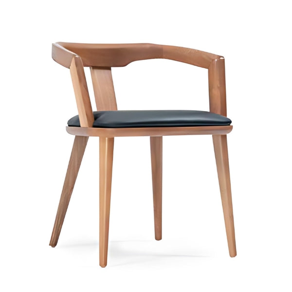 Contemporary Black Upholstered Armchair with Elegant Light Wood Frame: A Stylish Fusion of Comfort and Modern Design