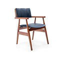 Sleek Dark Wood Armchair with Black Upholstered Seat