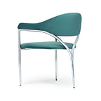 Elegant Teal Upholstered Armchair with Chrome Frame: A Modern Touch of Comfort