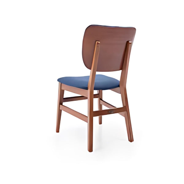 Charming Navy Blue Tufted Dining Chair with Warm Wood Legs