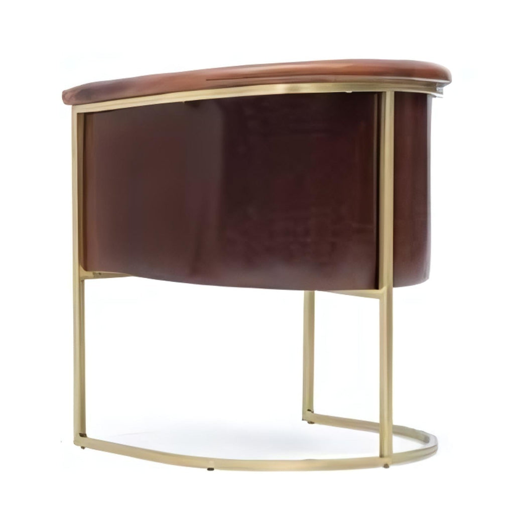 Contemporary Brown Leather Armchair with Gold Base: A Timeless Blend of Luxury and Style