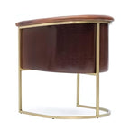 Contemporary Brown Leather Armchair with Gold Base: A Timeless Blend of Luxury and Style