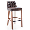 Classic Charm: The Brown Tufted Bar Stool with Wooden Legs