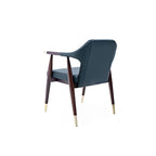 Modern Dark Wood Armchair with Teal Upholstery and Gold Accents