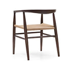 Stylish Dark Wood Armchair with Woven Seat