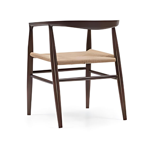 Stylish Dark Wood Armchair with Woven Seat