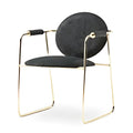 Modern Round Upholstered Armchair with Gold Frame: A Chic Statement Piece