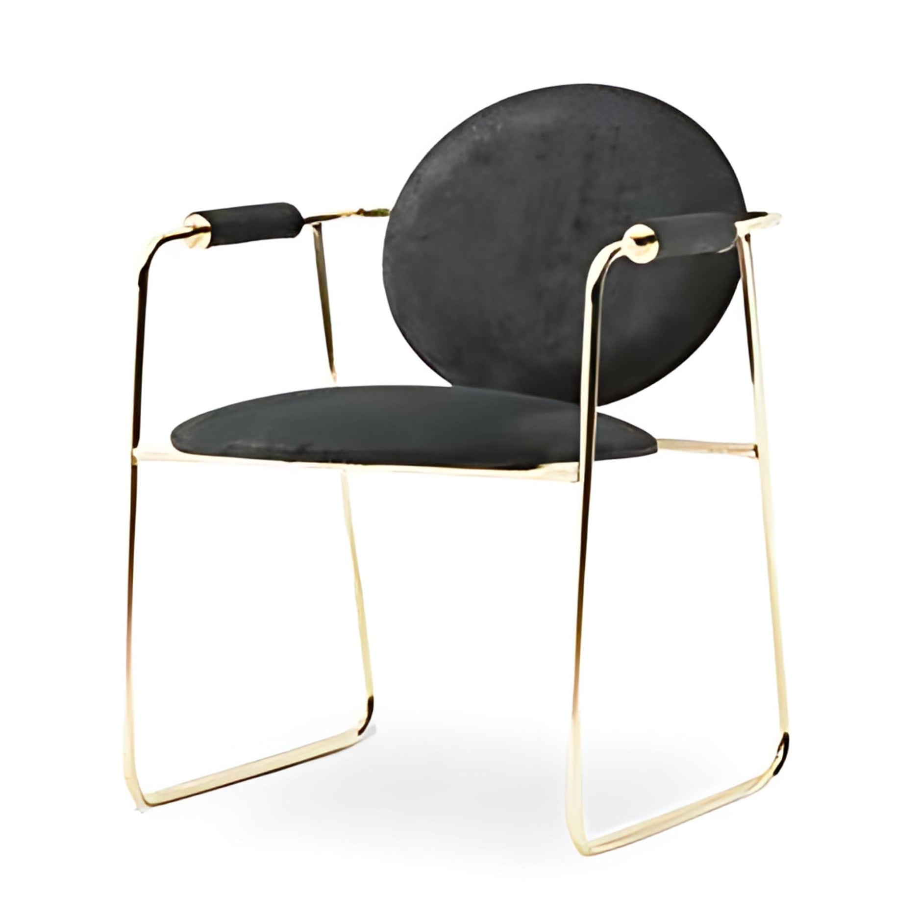 Modern Round Upholstered Armchair with Gold Frame: A Chic Statement Piece