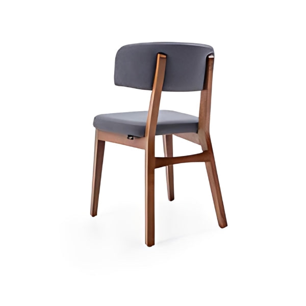 Contemporary Gray Upholstered Dining Chair with Rich Walnut Legs