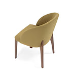 Stylish Mustard Upholstered Armchair with Wooden Legs: A Bright Blend of Comfort and Modern Design