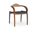 Sleek Black Upholstered Armchair with Curved Walnut Frame