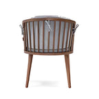 Stylish Gray Upholstered Armchair with Walnut Frame