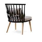 Elegant Contrast: The Black and Light Gray Upholstered Accent Chair with Natural Wood Legs