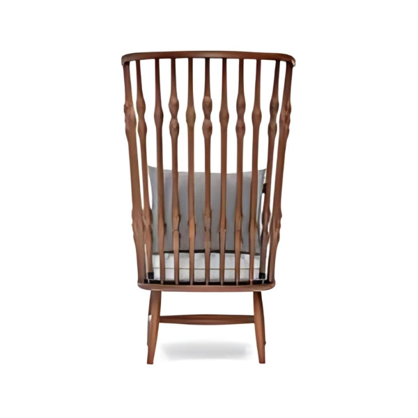 Stylish Retreat: The High-Back Wooden Accent Chair with Cushioned Seat