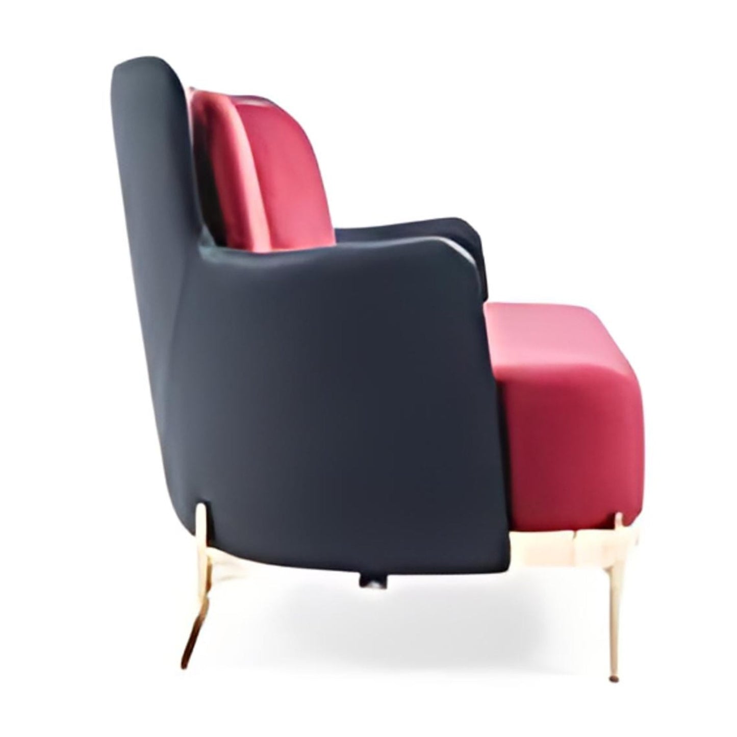 Chic Contrast: The Burgundy and Navy Upholstered Sofa with Gold Accents