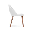Elegant White Upholstered Armchair with Wooden Legs