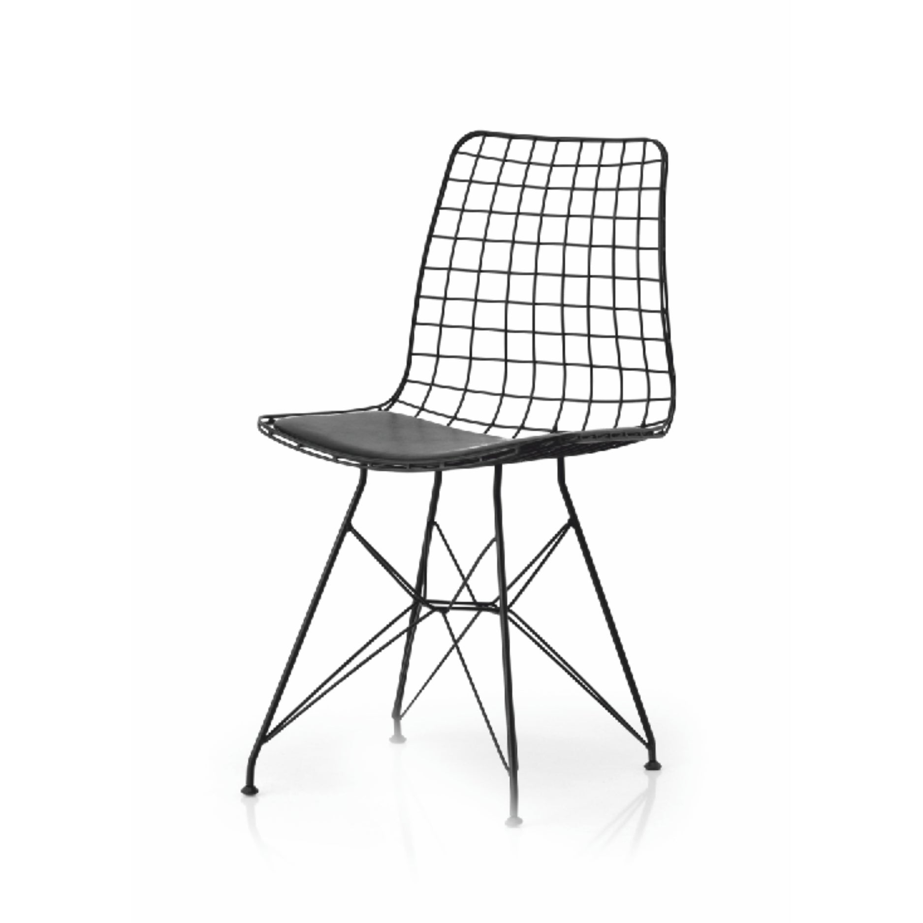 Modern Black Wire Chair with Cushioned Seat for Stylish Comfort