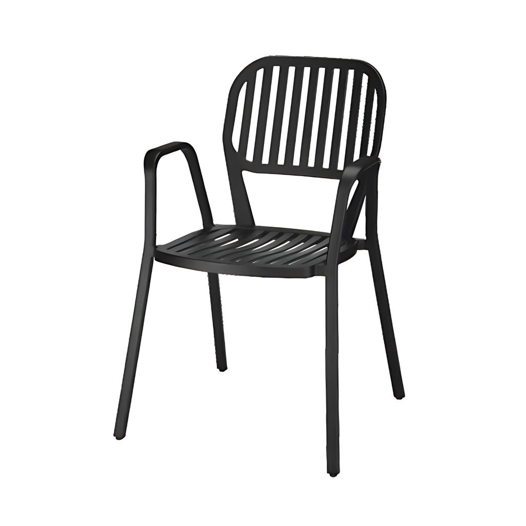 Sleek Black Slatted Armchair for Modern Spaces