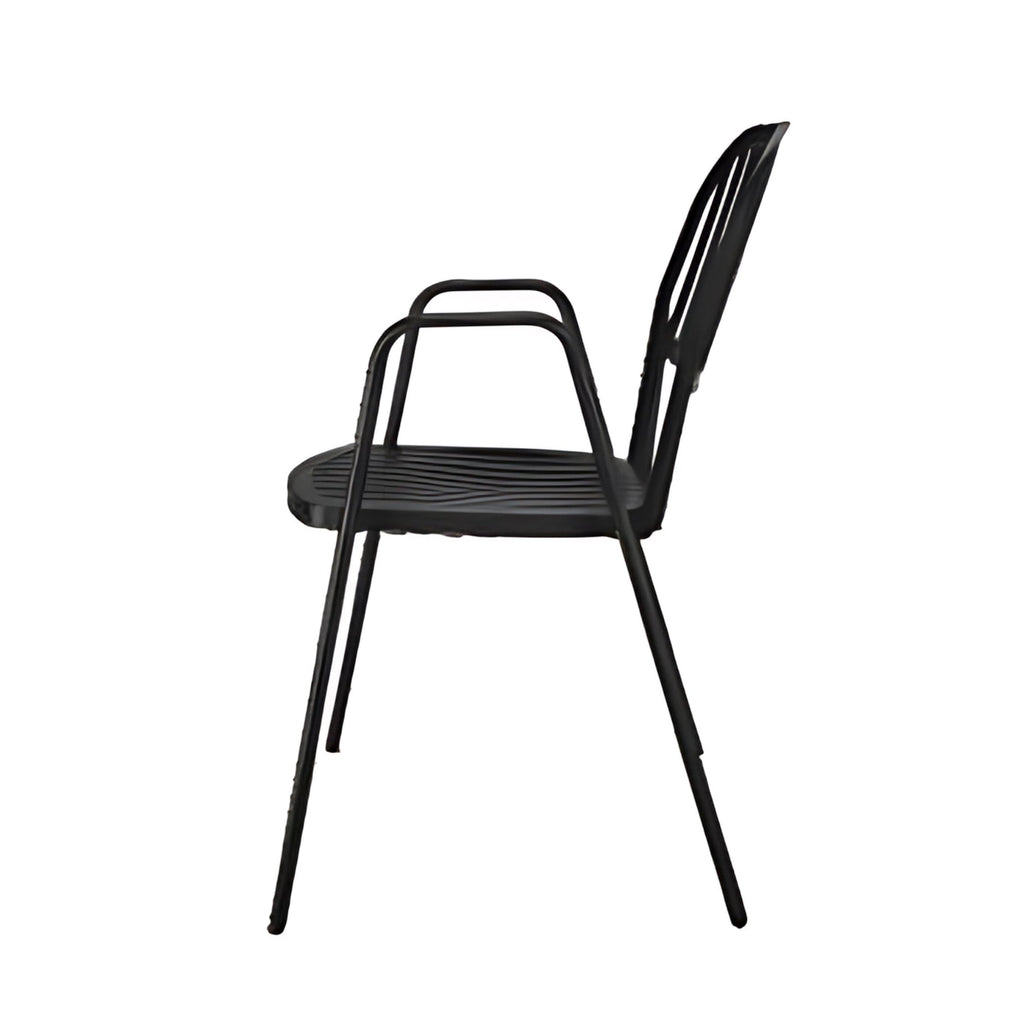 Sleek Black Slatted Armchair for Modern Spaces