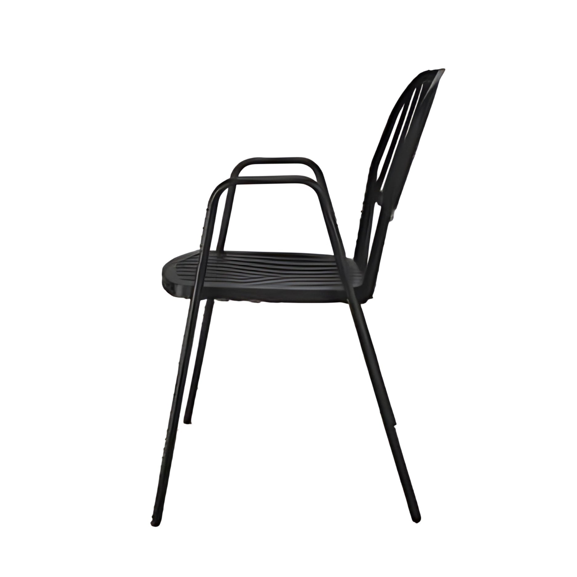 Sleek Black Slatted Armchair for Modern Spaces