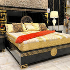 Luxury Bedroom Set with Golden Accents and Black Finish