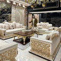 Regal Living White and Gold Sofa Set