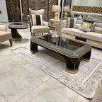 Modern Royal Living Room Collection with Mirrored Accents and Plush Cushions