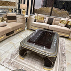 Modern Royal Living Room Collection with Mirrored Accents and Plush Cushions