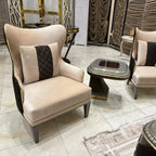 Modern Royal Living Room Collection with Mirrored Accents and Plush Cushions