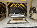 Modern Glamour Bedroom Suite with Geometric Design and Gold Accents
