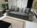 Luxury Modern Living Room Set with Elegant Animal Print and Gold Accents