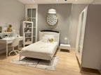 Chic Modern Teen Bedroom Set with Elegant White Finish and Gold Accents