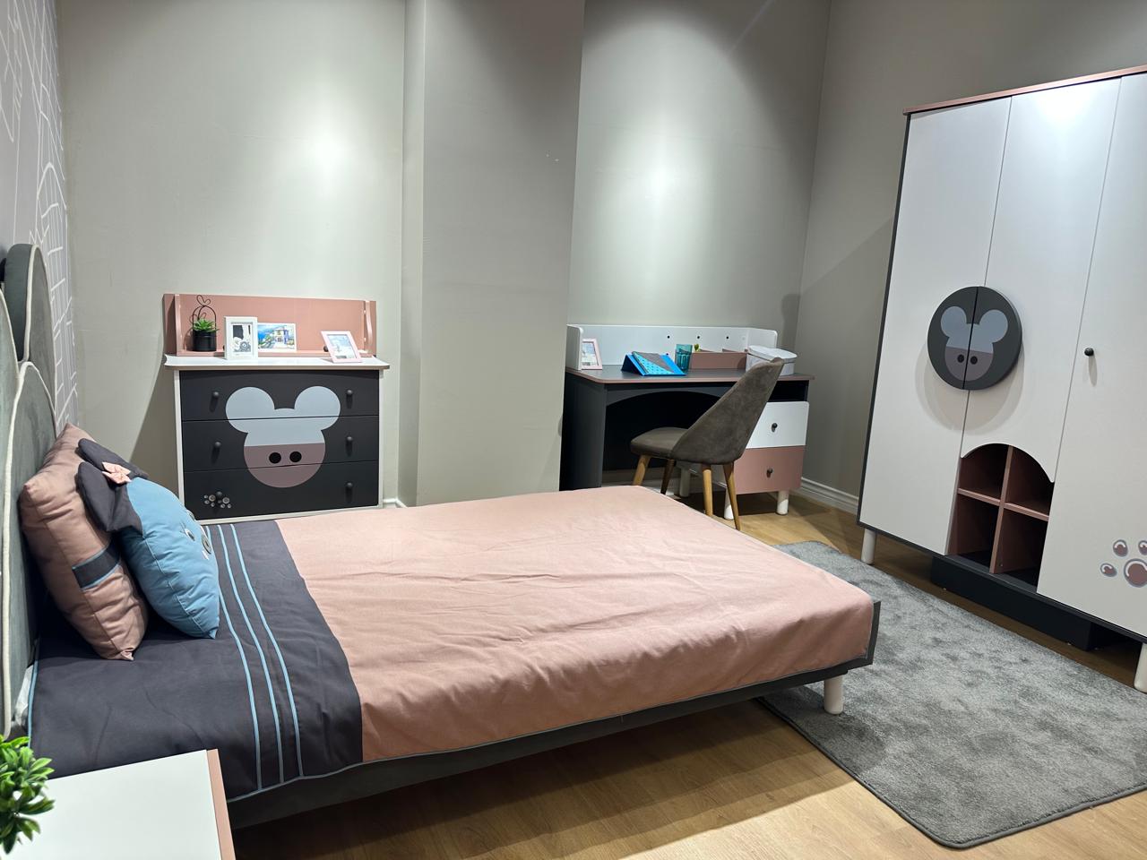 Playful Kids Bedroom Set with Fun Character Themed Design and Soft Colors