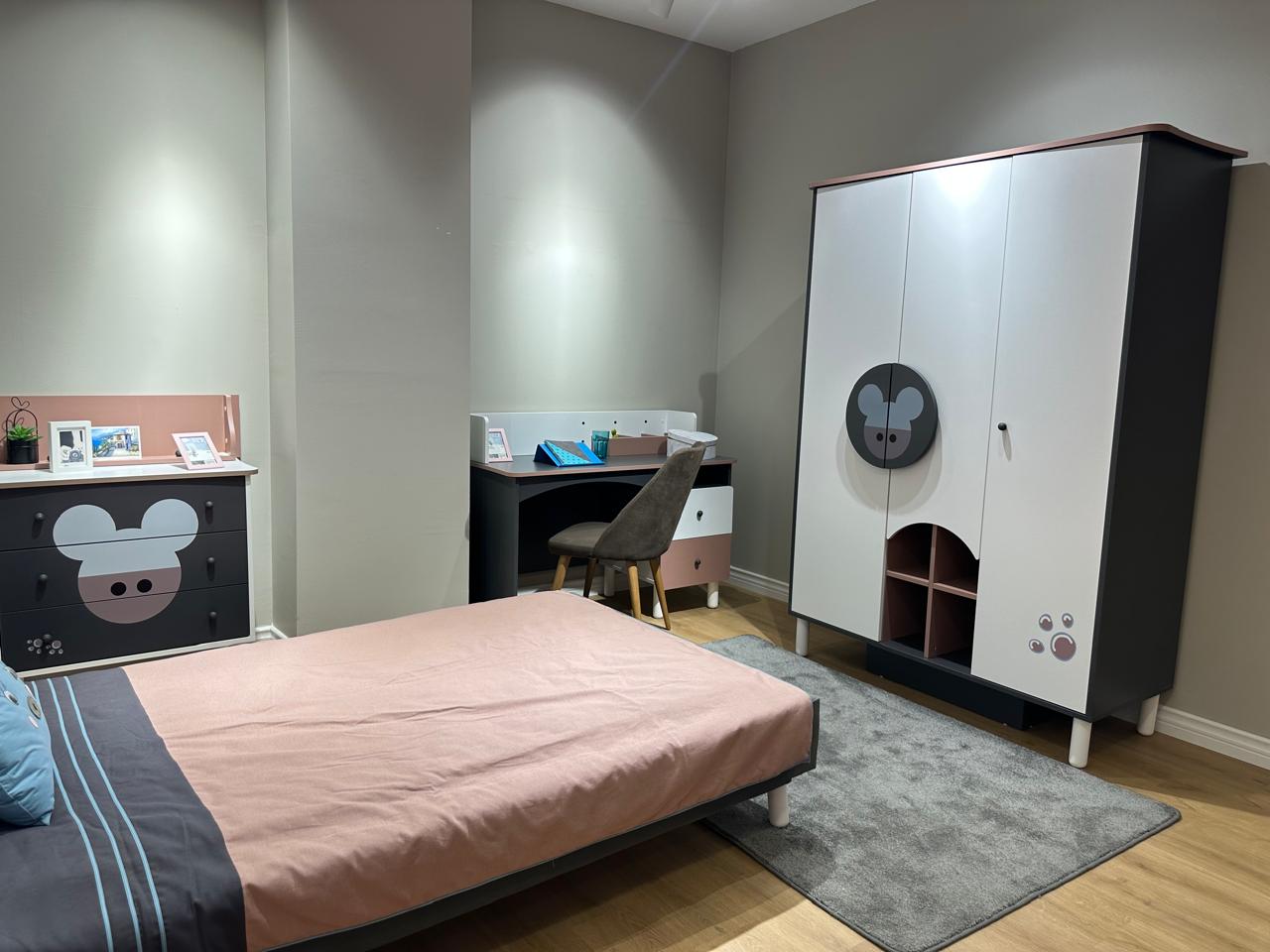 Playful Kids Bedroom Set with Fun Character Themed Design and Soft Colors